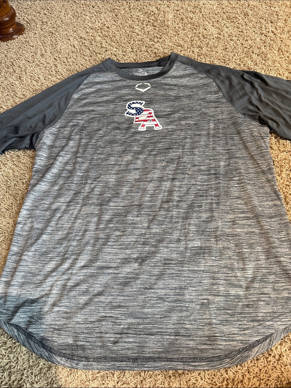 Evoshield Gray Raglan Short-Sleeve Men's Shirt with SBA Baseball Logo